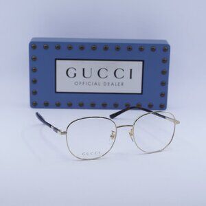 Gucci GG1352O 004 Rectangle Eyeglasses - Gold/Dark Havana 53mm